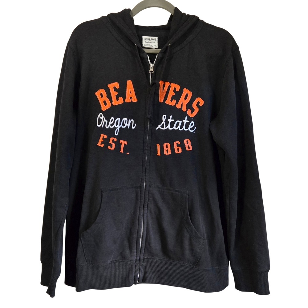 Camp David Athleisure OR State Beavers Zip Up Hoodie Black Orange XL Collegiate